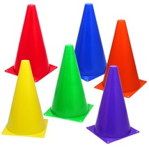 6 Assorted-Color 9&quot; Cones Training Marker Pitch Soccer Football Agility ... - £17.29 GBP