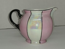 Union K Czechoslovakia Pink White &amp; Black 5&quot; Pitcher Lusterware Antique - £16.22 GBP