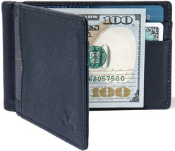 RFID Blocking Bifold Men?s Wallet Money Clip Front Pocket Saffiano Leather - £64.48 GBP