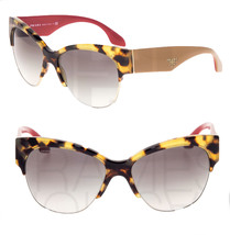 PRADA Cat Eye Chunky PR11RS Tortoise Beige Red Gradient Sunglasses 11R Women - £183.86 GBP