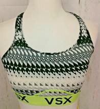 Victoria&#39;s Secret Sports Bra VSX Green Black White Design Lightweight Sz S - $11.88