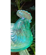 Vintage Fenton Aqua Iridescent Blueish Green Carnival Glass Rooster Hen ... - €149,24 EUR