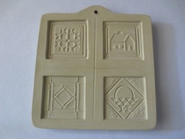 Rare Quilt Tags Pull apart Brown Bag Ceramic Cookie Mold Hill Design 1994 - £35.92 GBP