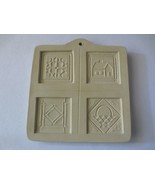 Rare Quilt Tags Pull apart Brown Bag Ceramic Cookie Mold Hill Design 1994 - $45.00