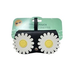 Daisy Eyeglass Sunglass Pouch Black Vinyl White Flower Hanging Loop Snap... - $9.55