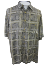 Alan Stuart vintage 90s Men camp shirt s/s p2p 26&quot; sz L abstract rayon geometric - £19.46 GBP