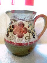 High glaze colorful 5&quot; handled pitcher, M.C., Italy redware? - $25.09 CAD