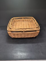 Princess House Casual Home Handwoven Metal &amp; Rattan Baskets, Nesting Bas... - $48.88 CAD