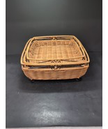 Princess House Casual Home Handwoven Metal &amp; Rattan Baskets, Nesting Bas... - $48.88 CAD