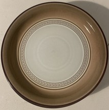 DENBY Seville Set/4 Salad/Luncheon Plate England DarkBrown Trim Embossed Circles - £35.42 GBP