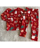 Cat &amp; Jack Boys Red Christmas Tree Reindeer Velour Long Sleeve Pajamas 2T - $12.77 CAD