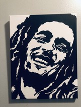 Hand painted art canvas  16&quot;x20&quot;   BOB MARLEY Acrylic painting Black &amp; White - $49.49