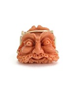 Vintage 1950&#39;s 1960&#39;s Carved Coral Man&#39;s Face Ring 14K Yellow Gold, 13.8... - £3,141.49 GBP