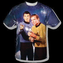 Star Trek Protectors Kirk and Spock One Sided Sublimation Print T-Shirt NEW - $24.09