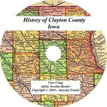 1916- CLAYTON County Iowa IA - History Genealogy Ancestry - Elkader, McGregor CD - £4.63 GBP