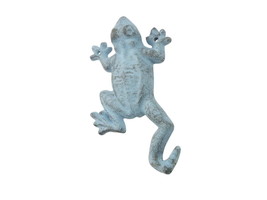[Pack Of 2] Rustic Light Blue Cast Iron Frog Hook 6&quot;&quot; - £33.55 GBP