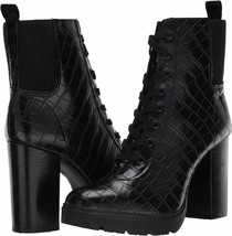 Steve Madden Latch Croc-Embossed Leather Hiker Booties, Multipl Sizes Bl... - $119.95