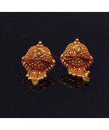 22KT YELLOW GOLD FILIGREE WORK ENAMEL STUD EARRING PAIR PRETTY TRIBAL JE... - $1,232.42 CAD