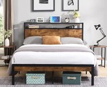 King Size Bed Frame With 2-Tier Storage Headboard And Charging Station, ... - $412.99
