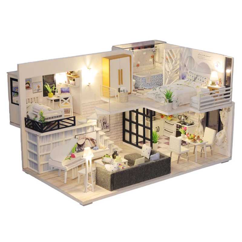 CUTEBEE DIY Dollhouse Wooden Doll Houses Miniature Doll House Furniture Kit Casa - £50.49 GBP+