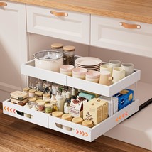 2 Tier Pull Out Cabinet Organizer, Expandable(12.3&quot;-20.7&quot; W) Slide Out Cabinet D - £43.79 GBP