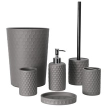 Bathroom Accessory Set, 6 Piece Grey Bathroom Accessories Set With Trash... - $55.99