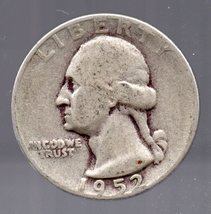 1952 Washington Silver Quarter - Circulated Moderate Wear - $8.00