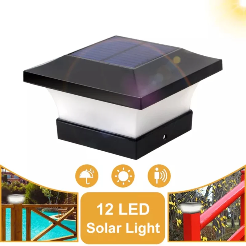 12Led Solar Light, Outdoor Lighting Gate Post Cap Light Ip65 Waterproof Garden P - £78.50 GBP