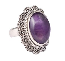 Natural Amethyst Ring-925 Sterling Silver Ring-Handmade Oxidized ring RS-1114 - £50.91 GBP