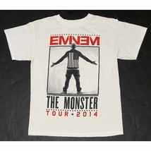 Eminem Rihanna Monster Tour 2014 T Shirt Medium White Graphic 957A - £22.00 GBP