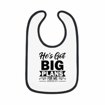 Contrast Trim Jersey Baby Bib "He's Got big Plans For Me" - €13,78 EUR