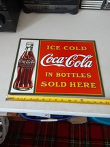 Ice Cold Coca-Cola In Bottles Sold Here -  Tin Sign, Vintage Look, EX - £6.32 GBP