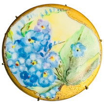 Antique Victorian Edwardian Hand Painted Forget-Me-Knot Porcelain Brooch - $75.00