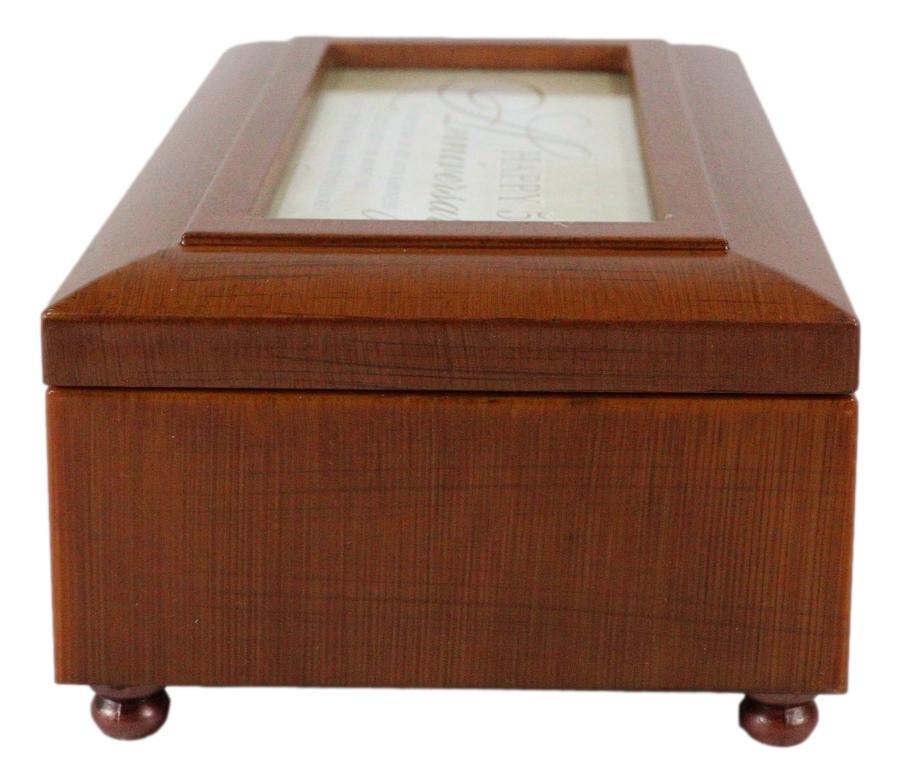 Happy Fiftieth 50th Anniversary Polished Burlwood With Trinket Wind Up Music Box Item image 6