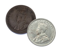 Menge Von 2 Canada Münzen (1931 1C XF Und 1935 10C VF ) - £24.91 GBP