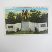 Linen Postcard Mark Twain Statue Tom Sawyer Huck Finn Cardiff Hannibal Missouri - £7.47 GBP