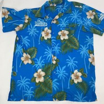 Mens Hawaiian Shirt Mens Large Blue Floral Print Button-Up Short Sleeve ... - $8.26