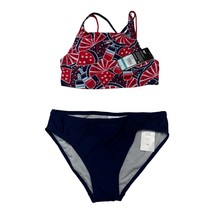 Speedo Bathing Suit Bikini Girls 16 2 Piece Red Blue Watermelon Print US... - $25.89