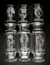 Fun 1970&#39;s Avon Decades of Fashion Embossed &quot;Eras of Fashion&quot; 6pc Glassware Set - £15.78 GBP