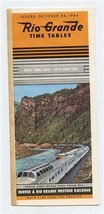 Rio Grande Railroad Time Table &amp; Route Map 1964 Moffat Tunnel Royal Gorg... - $9.90