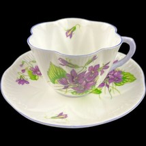 Shelley China Violets Dainty Cup Saucer 13821 Bone China Made In England Vintage - £21.79 GBP