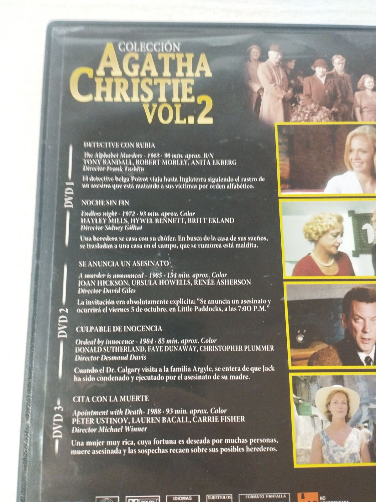 Agatha Christie Vol 2 Collezione Lauren Bacall- 3 X DVD Spagnolo Inglese Reg 2 Y Item image 4