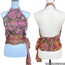 Haute Hippie NWT Boho Halter Neck Open Back Tie Waist Tank Top Blouse Size XS - £35.90 GBP