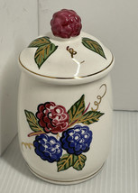 Vintage KNOTT’S BERRY FARM Jam Jelly Jar with Lid Blackberries Raspberries 5” - £7.44 GBP