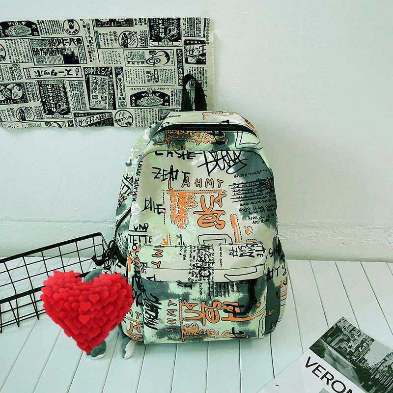 Women Harajuku Korean Print Men Backpack Student Nylon Laptop New 2024 Cool Book - £87.13 GBP