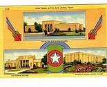 Civic Center at Fair Park Dallas Texas Linen Postcard Aquarium Museums - £9.52 GBP