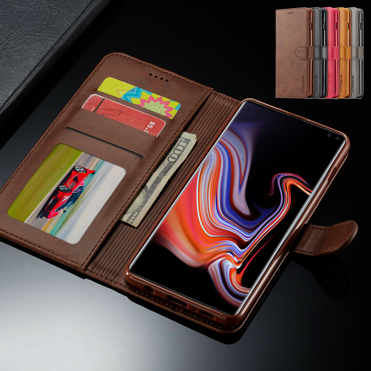 For Samsung Galaxy Note 10 Pro S10 Magnetic Leather Card Wallet Stand Case Cover