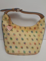 Vintage Dooney &amp; Bourke Monogram Hand Bag Purse Small with Heart Charm Distress - £27.13 GBP