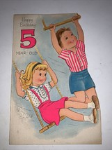 Vintage 1950’s Rust Craft UNUSED Happy 5 Year Old Birthday Card Boy Girl... - $5.88