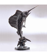 Tail Walker Hand Finished Brass and Marble Sailfish Statue - £452.92 GBP